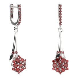 BG náušnice kruhového tvaru 539-C91 Stříbro 925 - rhodium Granát