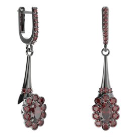 BG náušnice s centrálním oválným kamenem 517-C91 Stříbro 925 - ruthenium (30-90dní) Granát