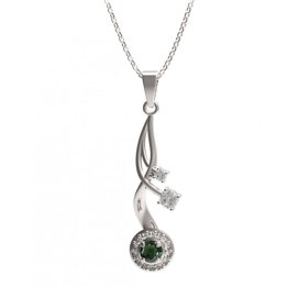 BG přívěs kruhového tvaru 541-P Stříbro 925 - rhodium Vltavín a  kubický zirkon