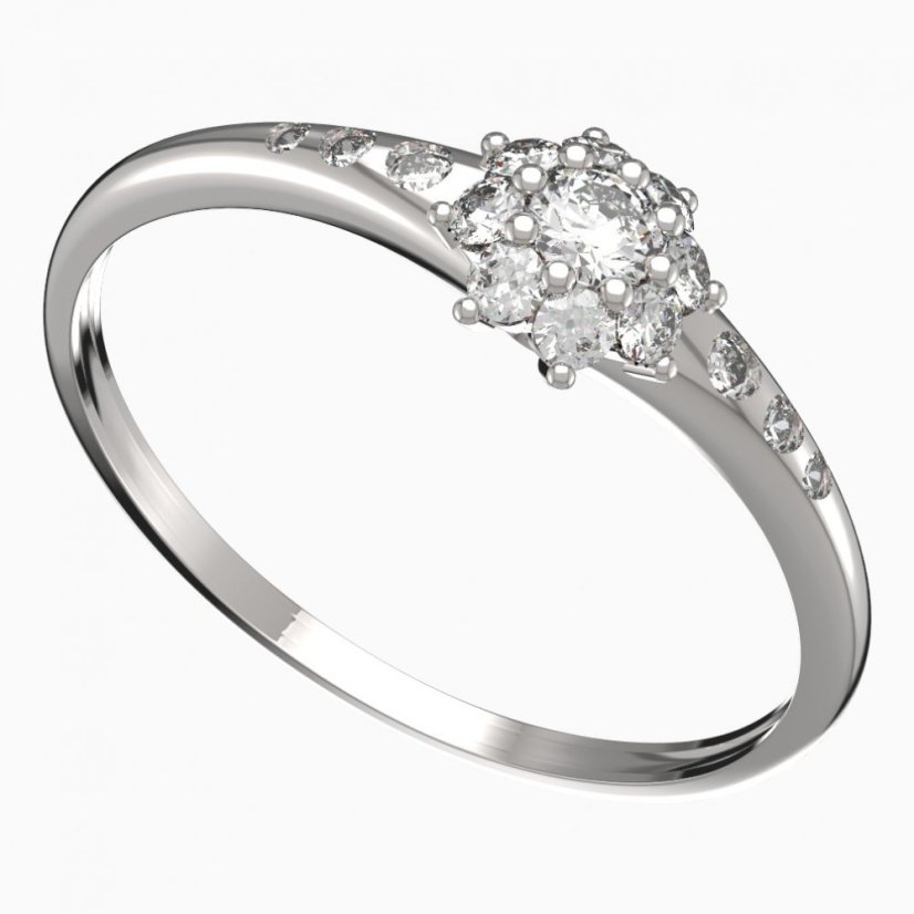 BG zlatý prstýnek 886 K Bílé zlato - 585 Diamant