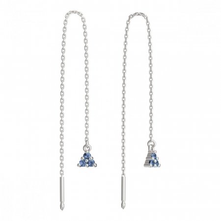 BeKid, Gold kids earrings -773 - Switching on: Chain 9 cm, Metal: White gold 585, Stone: Light blue cubic zircon
