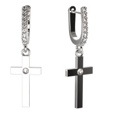 BeKid dívčí  náušnice křížek 1103 Bílé zlato - 585 Diamant