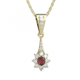 Zlatý přívěsek s červeným zirkonem, žluté zlato 585 – 34627