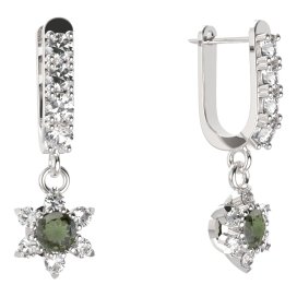 BG  náušnice 978 Stříbro 925 - rhodium Vltavín a  kubický zirkon