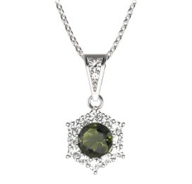 BG přívěs kulatý 230-1 Stříbro 925 - rhodium Vltavín a kubický zirkon