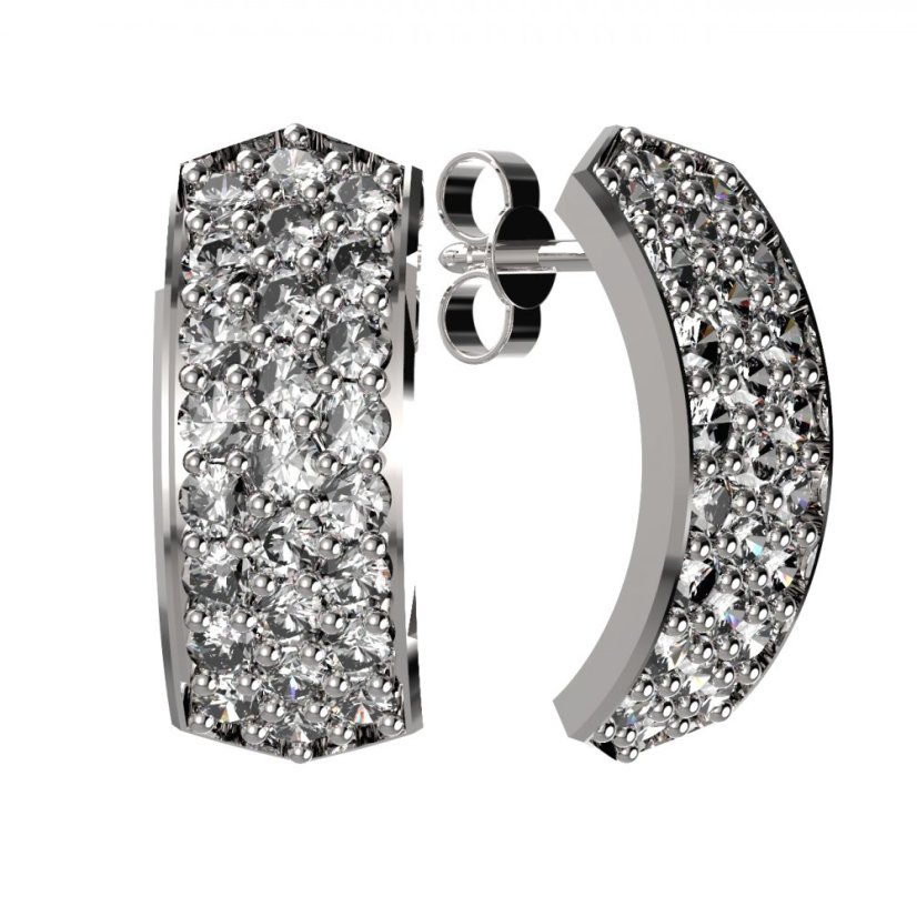 BG zlaté náušnice 861 Bílé zlato - 585 Bílý kubický zirkon