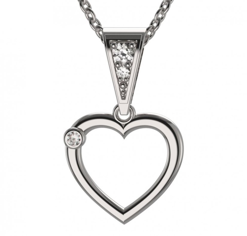 BG zlatý přívěšek srdíčko 1550 Bílé zlato - 585 Diamant