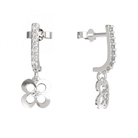 BG zlaté náušnice čtyřlístek 829 Bílé zlato - 585 Diamant