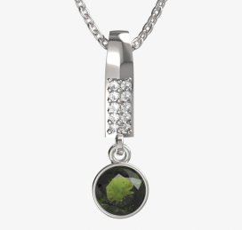 BG zlatý přívěšek 724 Bílé zlato - 585 Vltavín a diamant
