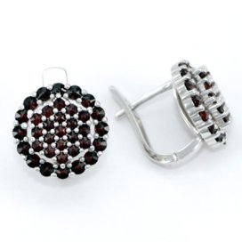 BG náušnice vsazeny kameny:granát 354 Bílé zlato - 585 Granát