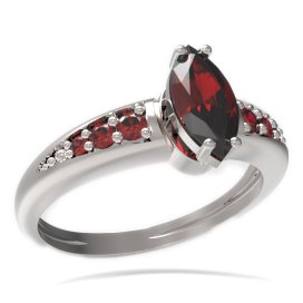 BG prsten oválný kámen 483-J Stříbro 925 - rhodium Granát