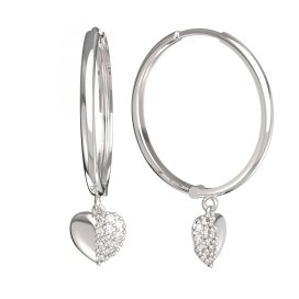 BG zlaté náušnice srdíčko 865 Bílé zlato - 585 Diamant