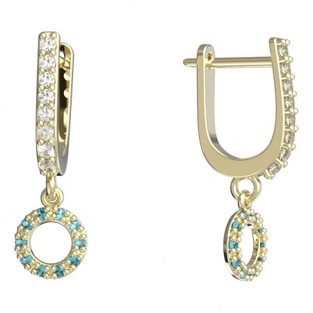 BeKid, Gold kids earrings -836 - Switching on: English, Metal: Yellow gold 585, Stone: Light blue cubic zircon