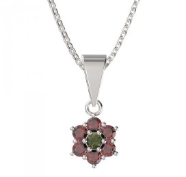 BG přívěšek 002 Stříbro 925 - rhodium Vltavín a granát