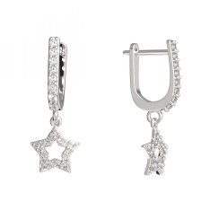 BG zlaté náušnice hvězdička 826 Bílé zlato - 585 Diamant