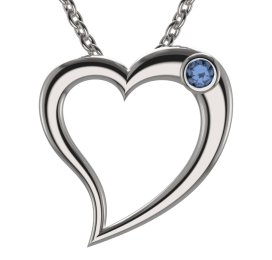 BG zlatý přívěšek srdíčko 1568 Bílé zlato - 585 Světle modrý kubický zirkon