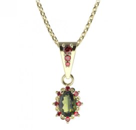 BG přívěs oválný 953-2 Stříbro 925 - pozlacené Vltavín a granát