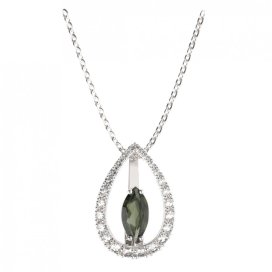BG přívěs s centrálním oválným kamenem 483-90 Stříbro 925 - rhodium Granát