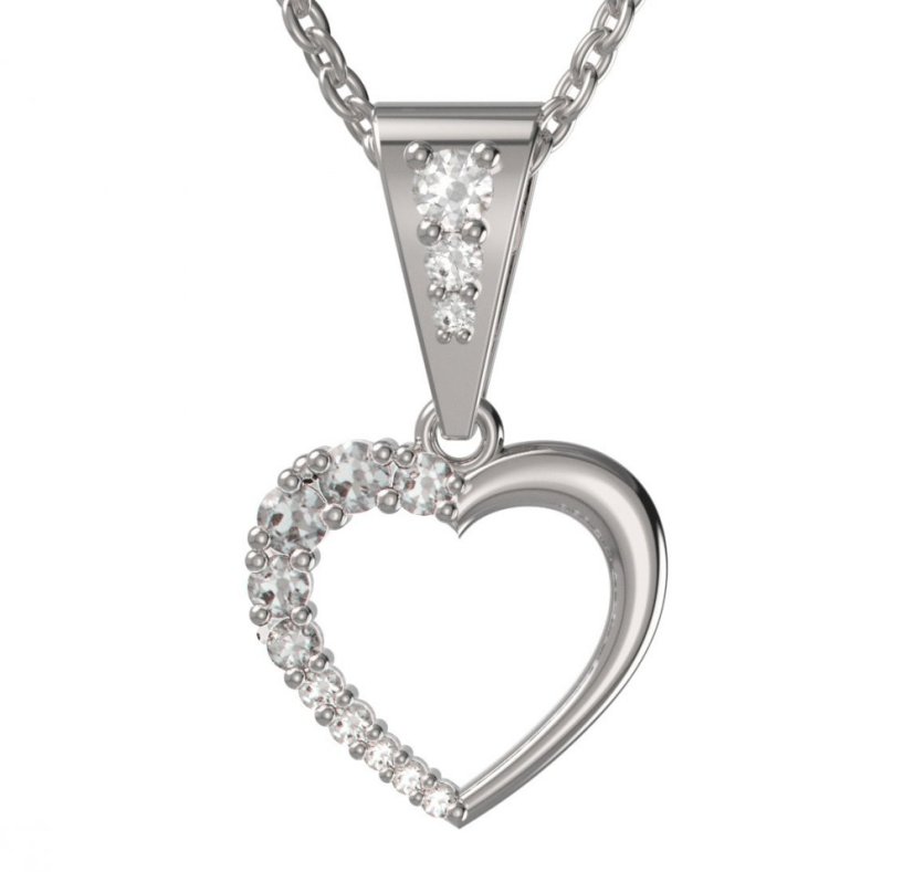 BG zlatý přívěšek srdíčko 1255 Bílé zlato - 585 Diamant