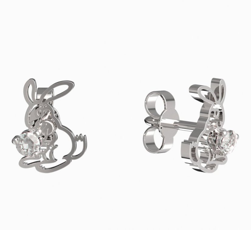 BeKid dětské náušnice zajíček 1186 Bílé zlato - 585 Diamant
