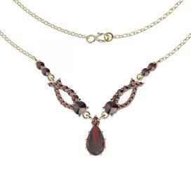 BG náhrdelník vsazeny kameny:český granát  501 Stříbro 925 - pozlacené Granát