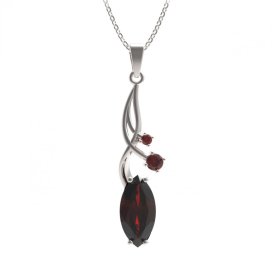 BG přívěs s centrálním oválným kamenem 481-P Stříbro 925 - rhodium Granát