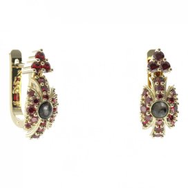 BG náušnice s přírodní perlou 537-87 Stříbro 925 - pozlacené Granát a tahiti perla