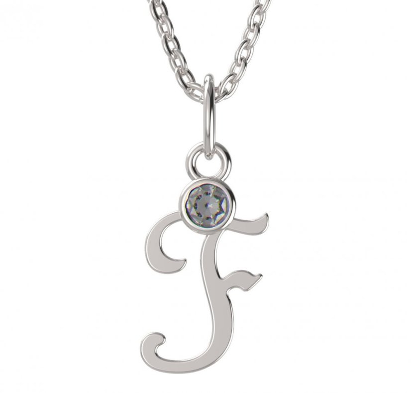 BeKid dětský zlatý přívěsek písmenko F - 1315 Bílé zlato - 585 Diamant