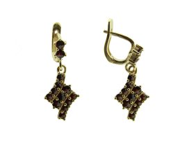 BG náušnice s přírodním granátem z Čech  174 Žluté zlato - 585 Granát