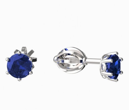 BeKid, Gold kids earrings -1294 - Switching on: Screw, Metal: White gold 585, Stone: Dark blue cubic zircon