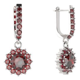 BG kulaté náušnice 098-94 Stříbro 925 - rhodium Granát