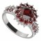 BG prsten 098-X kulatého tvaru - Kov: Stříbro 925 - rhodium, Kámen: Vltavín a granát