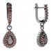 BG drop stone earring 454-84 - Metal: Silver 925 - rhodium, Stone: Moldavit and garnet