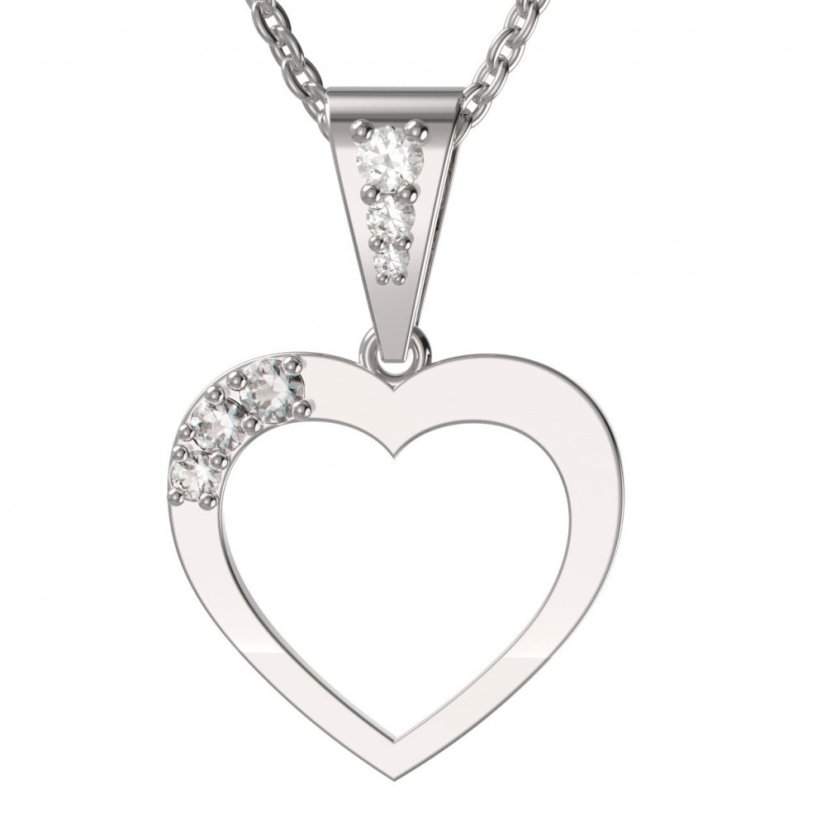 BG zlatý přívěšek srdíčko 1556 Bílé zlato - 585 Diamant