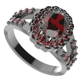 BG prsten oválný 435-Y Stříbro 925 - ruthenium (30-90dní) Granát