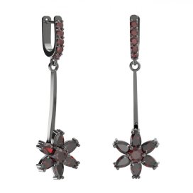 BG náušnice ve tvaru hvězdy 520-A93 Stříbro 925 - ruthenium (30-90dní) Granát