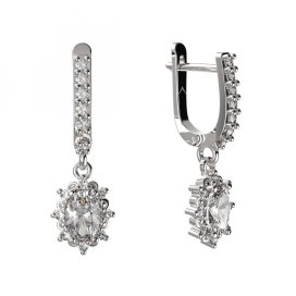 BG zlaté diamantové náušnice ovál -  953 Bílé zlato - 585 Diamant lab-grown