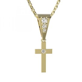BG zlatý přívěšek křížek 1104 Žluté zlato - 585 Diamant
