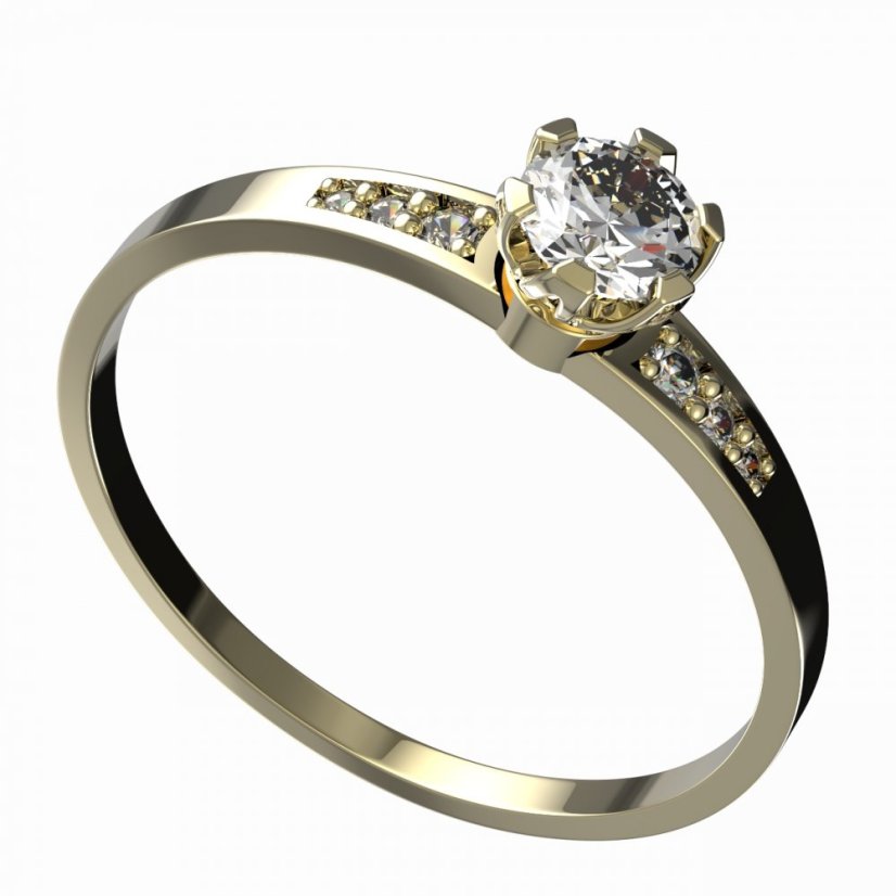 BG zlatý diamantový prstýnek 870J Žluté zlato - 585 Diamant lab-grown