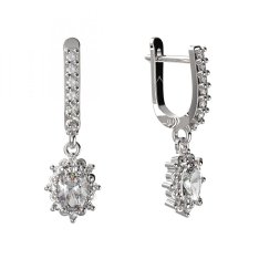 BG zlaté diamantové náušnice ovál -  953 Bílé zlato - 585 Diamant lab-grown