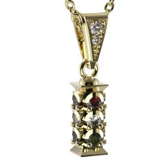 BG zlatý přívěšek - Semafor 797 Žluté zlato - 585 Diamant ,vltavín,granát