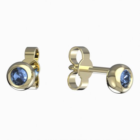 BeKid, Gold kids earrings -101 - Switching on: Puzeta, Metal: Yellow gold 585, Stone: Light blue cubic zircon