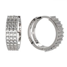 BG zlaté náušnice se zirkonem nebo diamantem 1486 Bílé zlato - 585 Diamant