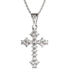 BG zlatý diamantový přívěšek křížek 263 Bílé zlato - 585 Diamant lab-grown