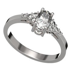 BG zlatý prstýnek 984 Bílé zlato - 585 Bílý kubický zirkon