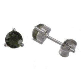 BG náušnice vsazený vltavín  741 Stříbro 925 - rhodium Vltavín