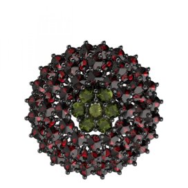 BG brož 223 Stříbro 925 - ruthenium (30-90dní) Vltavín a granát