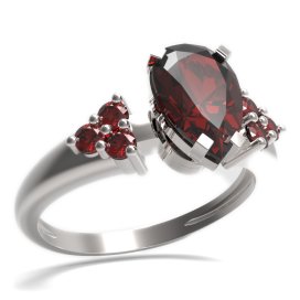 BG prsten s kapkovitým kamenem 494-U Stříbro 925 - rhodium Granát