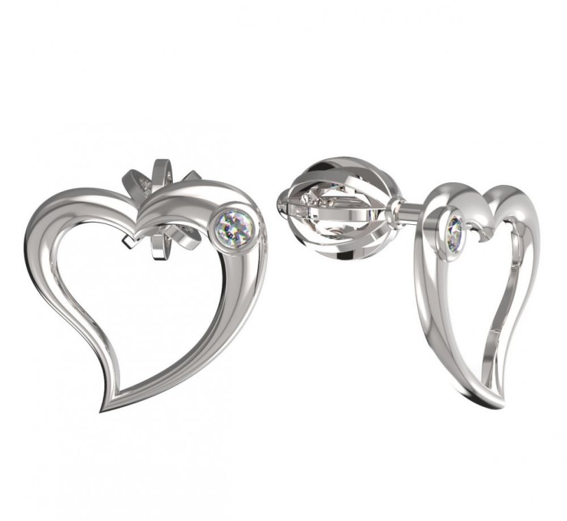 Bg náušnice srdíčko 1268 Bílé zlato - 585 Diamant