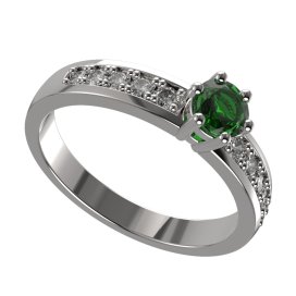 BG prstýnek 1453 /zásnubní-snubní/ Bílé zlato - 585 Zelený kubický zirkon